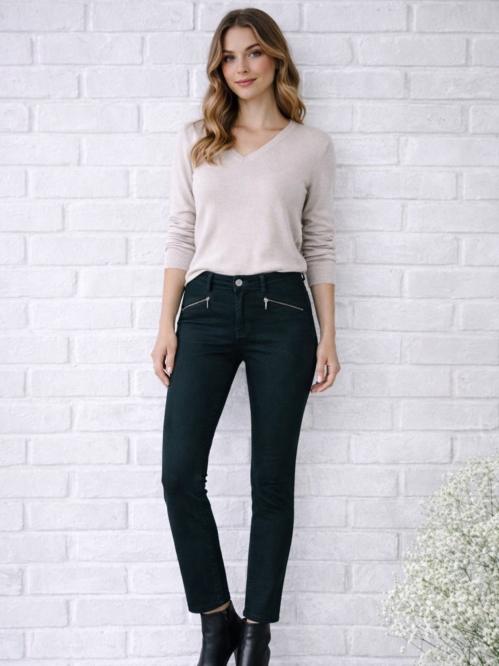 J. McLaughlin Baxter Zip Ankle Dark Green Skinny Jeans Size 6 - Picture 2 of 10